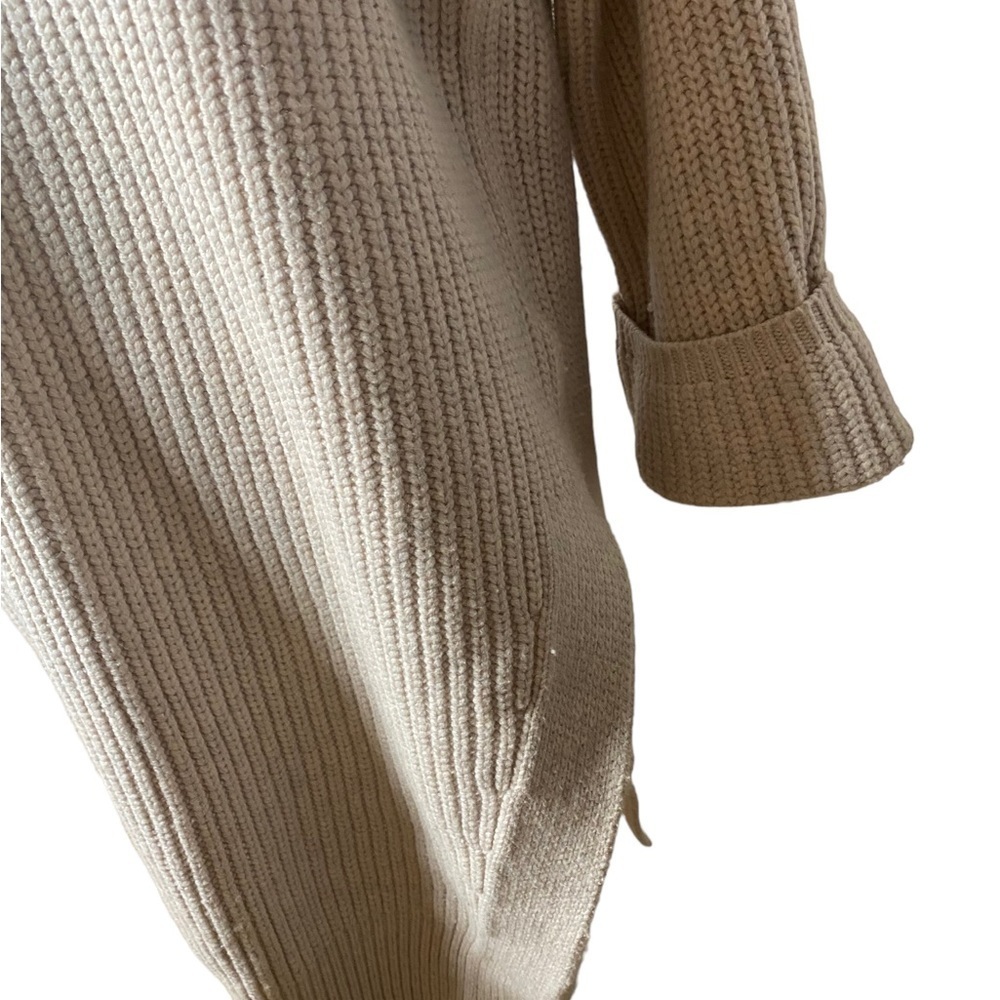Anthropologie Cable Knit Ribbed Turtleneck Wool Blend Sweater Dress - Picture 6 of 9